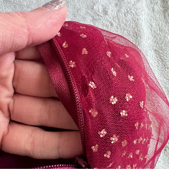 NWT Lulus Ballerina Dream Skater Tutu Dress Glitter Burgundy Gold XL - Picture 16 of 17